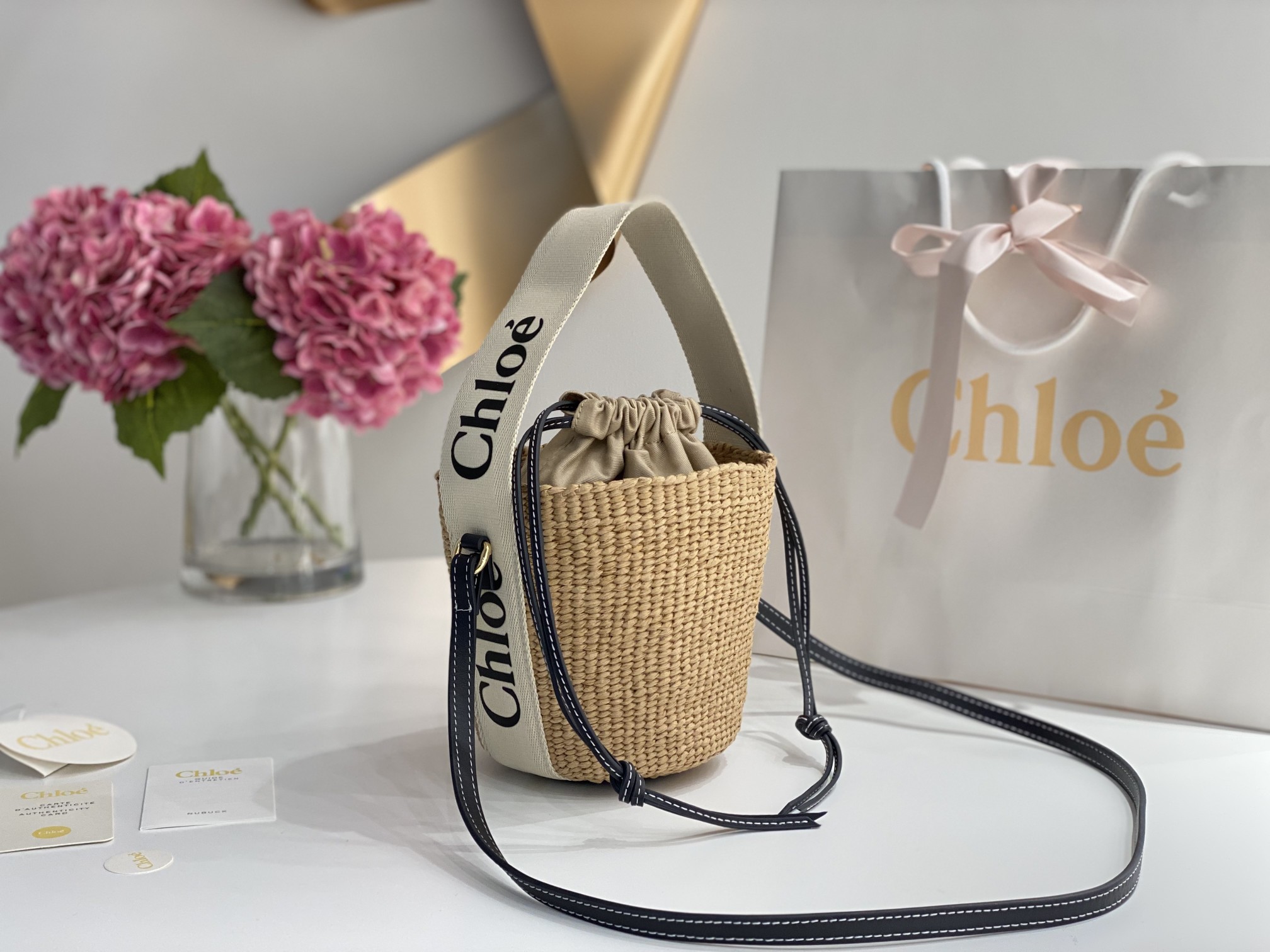 Chloe Small Woody Basket In Natural Fibers 